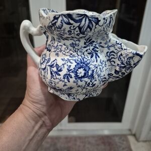 Vintage James Kent Old Foley Scuttle Mug Blue Floral Ceramic Jug